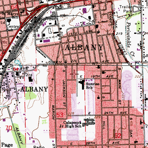 Topographic Map of Albany Options School, OR