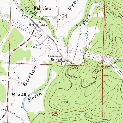Topographic Map of Fairview Bridge, OR