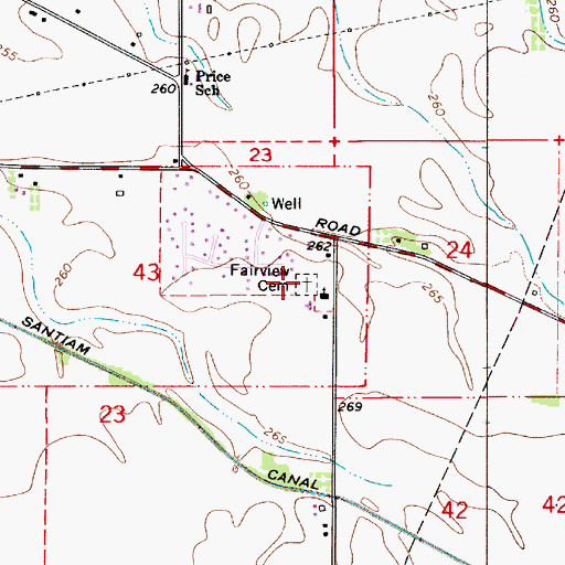 Topographic Map of Fairview Cemetery, OR