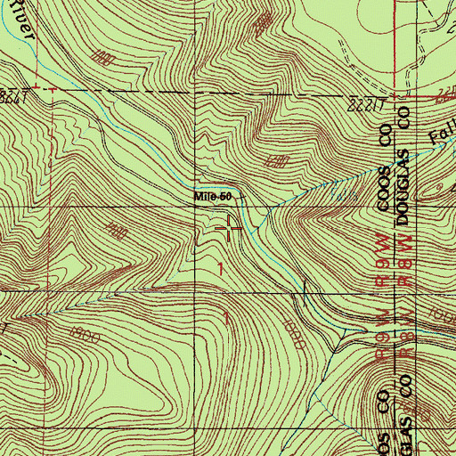 Topographic Map of Fall Creek, OR