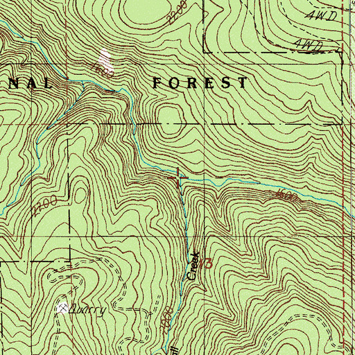 Topographic Map of Fall Creek, OR