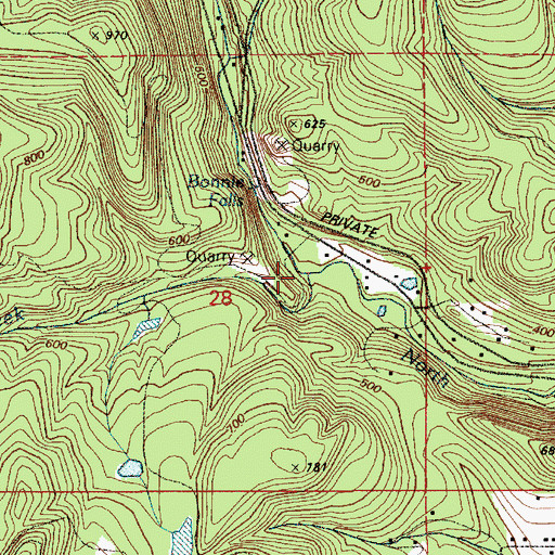 Topographic Map of Fall Creek, OR