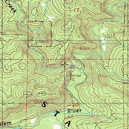 Topographic Map of Fall Creek, OR