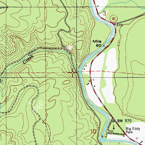 Topographic Map of Fall Creek, OR