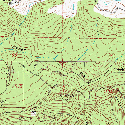 Topographic Map of Fall Creek, OR
