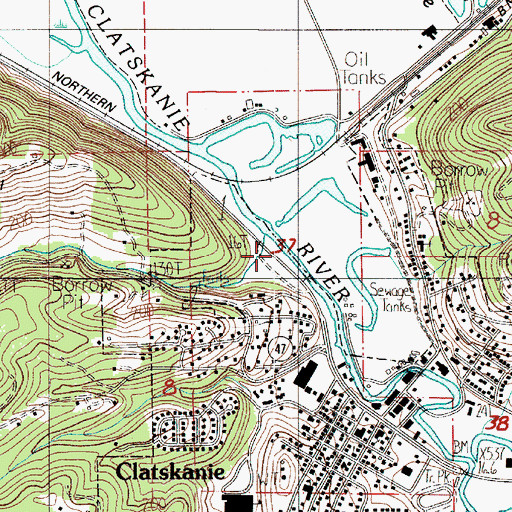 Topographic Map of Fall Creek, OR