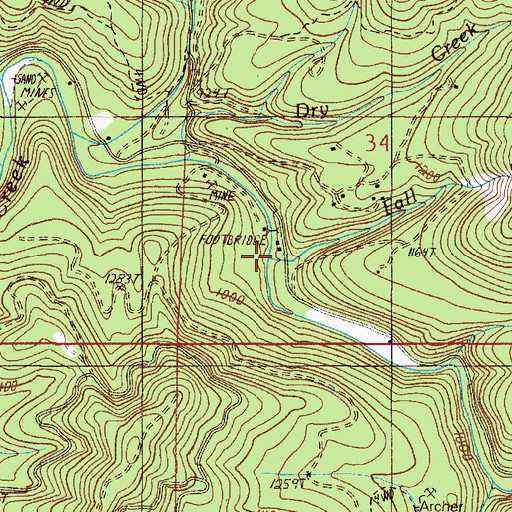 Topographic Map of Fall Creek, OR
