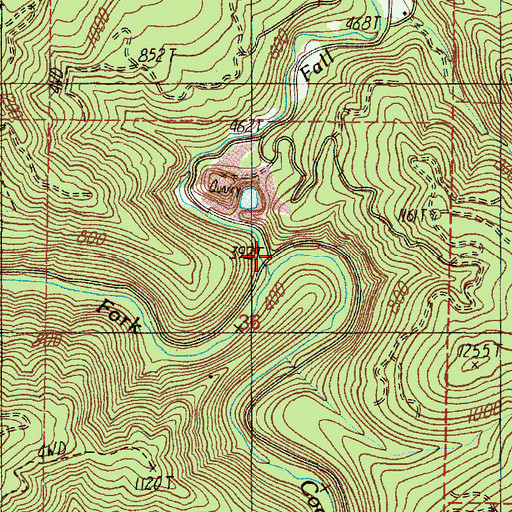 Topographic Map of Fall Creek, OR