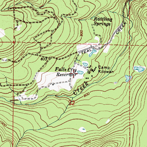 Topographic Map of Falls City Reservoir, OR
