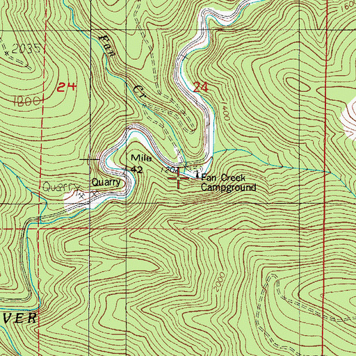 Topographic Map of Fan Creek Campground, OR
