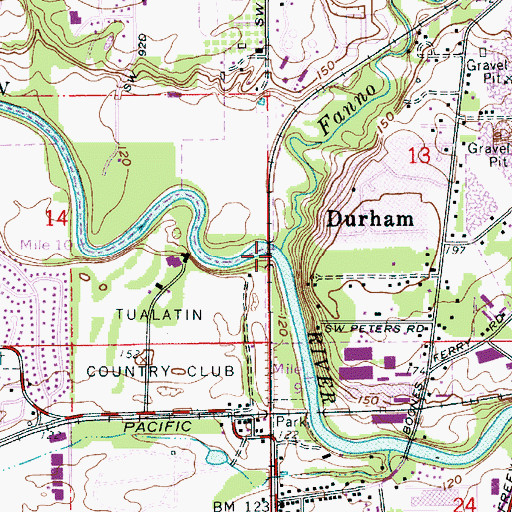 Topographic Map of Fanno Creek, OR