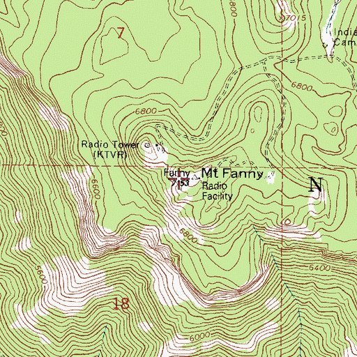Topographic Map of Mount Fanny, OR
