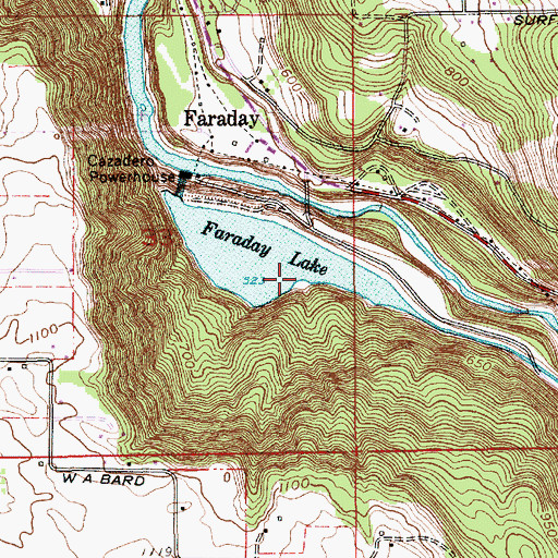 Topographic Map of Faraday Lake, OR