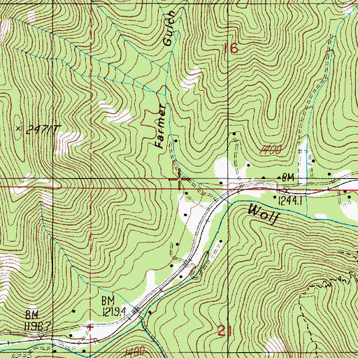 Topographic Map of Farmer Gulch, OR