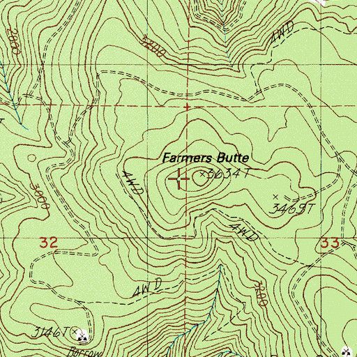 Topographic Map of Farmers Butte, OR
