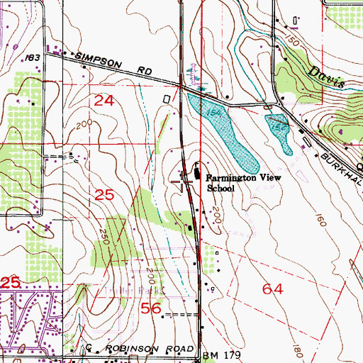Topographic Map of Farmington View Elementary School, OR