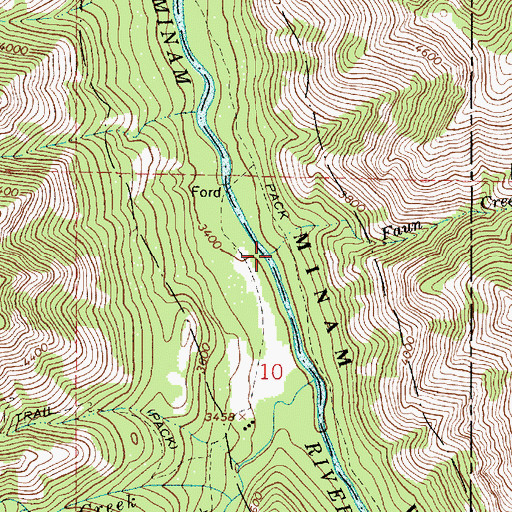 Topographic Map of Faun Creek, OR