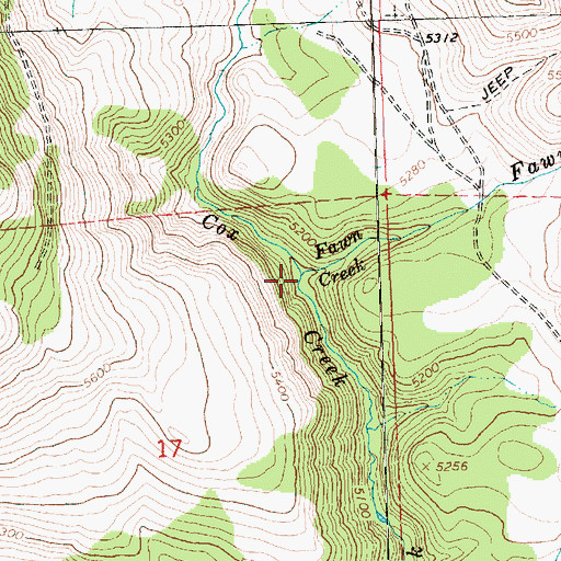 Topographic Map of Fawn Creek, OR