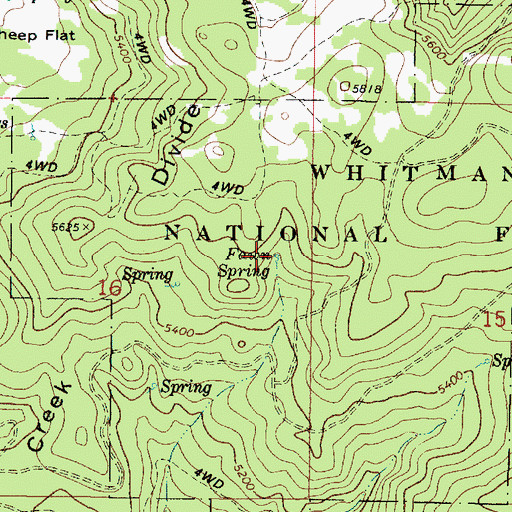 Topographic Map of Fawn Spring, OR