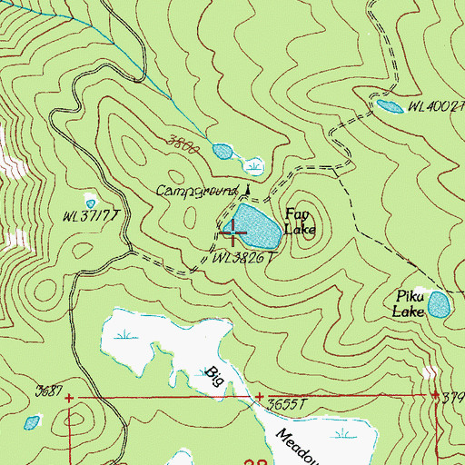 Topographic Map of Fay Lake, OR