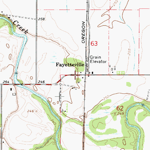 Topographic Map of Fayetteville, OR