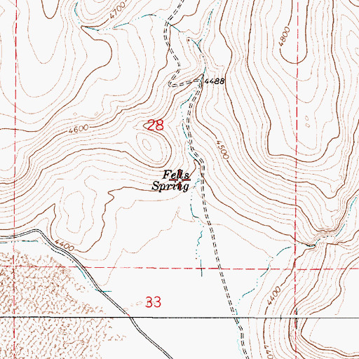 Topographic Map of Fells Spring, OR