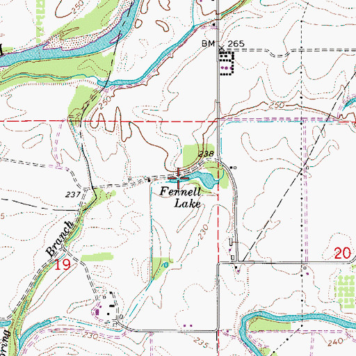 Topographic Map of Fennell Lake, OR