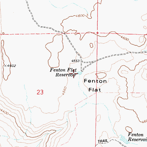Topographic Map of Fenton Flat Reservoir, OR