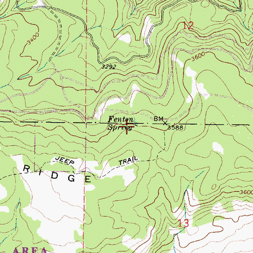 Topographic Map of Fenton Spring, OR