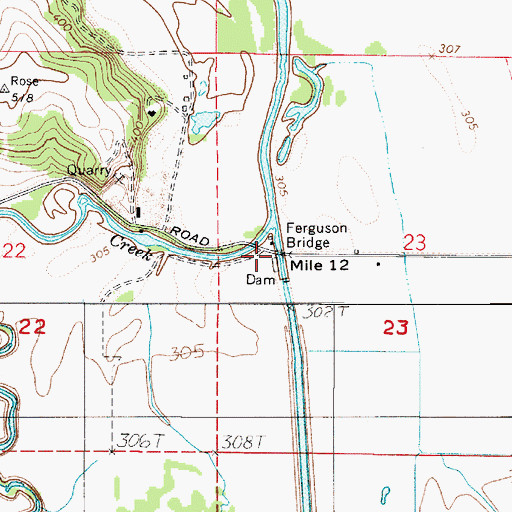 Topographic Map of Ferguson Bridge, OR