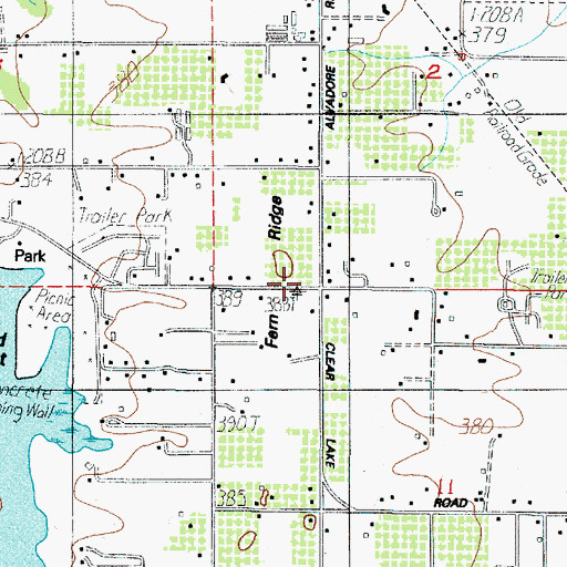 Topographic Map of Fern Ridge, OR