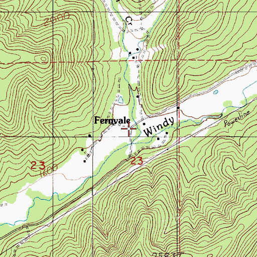 Topographic Map of Fernvale, OR