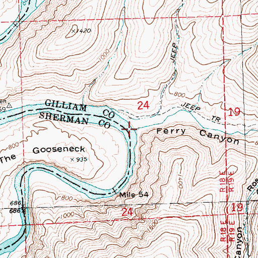 Topographic Map of Ferry Canyon, OR