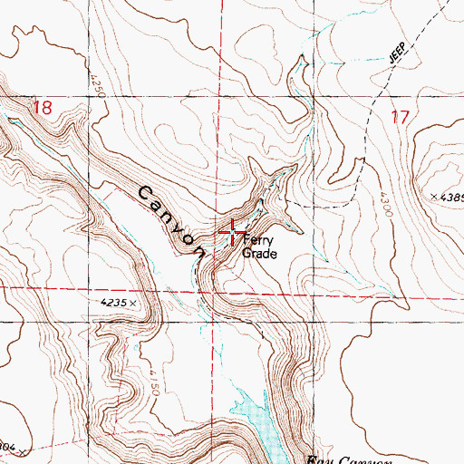 Topographic Map of Ferry Grade, OR
