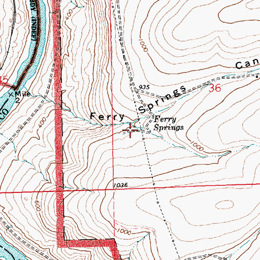 Topographic Map of Ferry Springs, OR