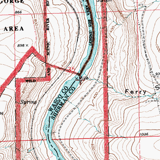 Topographic Map of Ferry Springs Canyon, OR