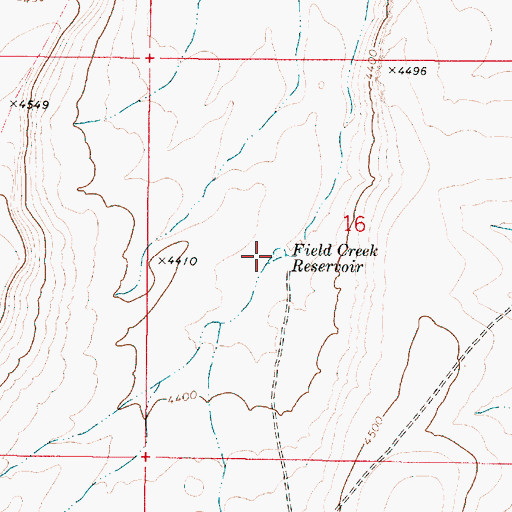 Topographic Map of Field Creek Reservoir, OR