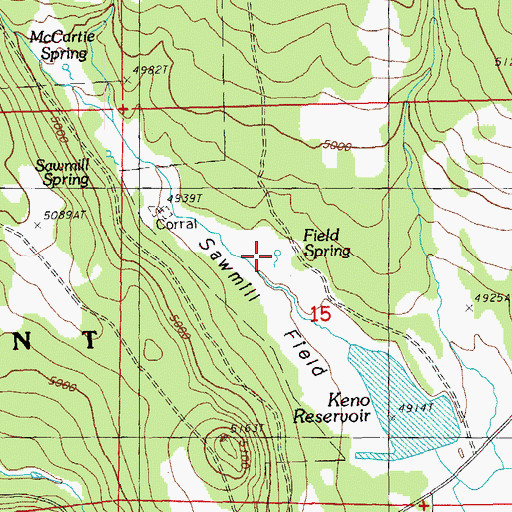 Topographic Map of Field Spring, OR