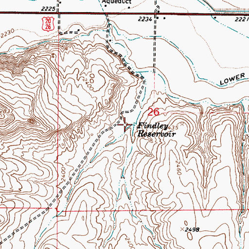 Topographic Map of Findley Reservoir, OR