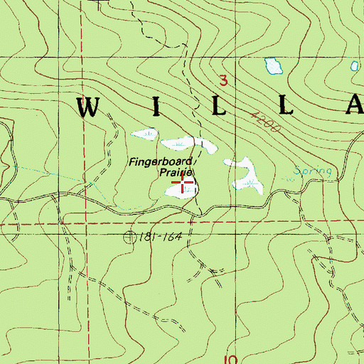 Topographic Map of Fingerboard Prairie, OR