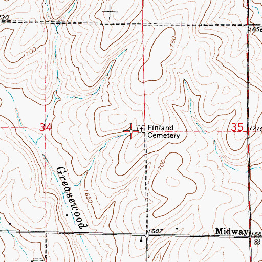 Topographic Map of Finland Cemetery, OR