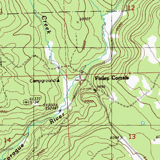 Topographic Map of Finley Corrals, OR