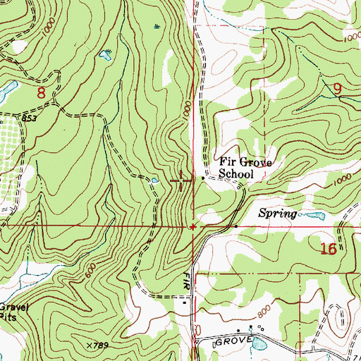 Topographic Map of Fir Grove School, OR