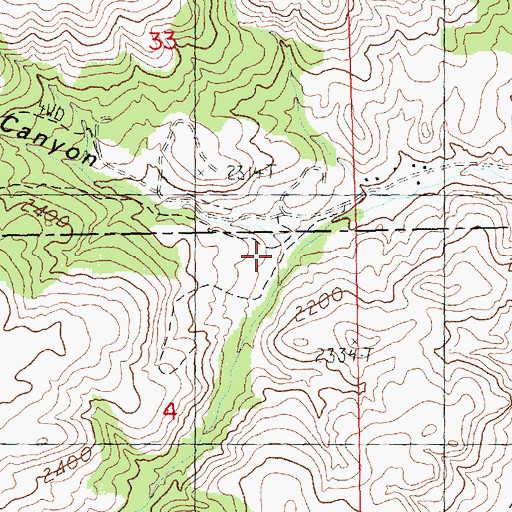 Topographic Map of Fir Tree Canyon, OR
