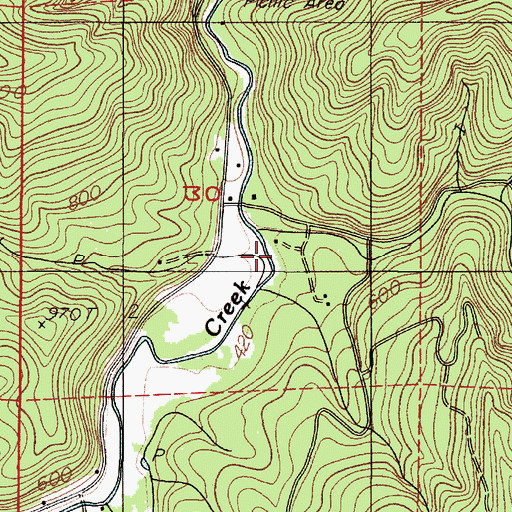 Topographic Map of Fish Creek, OR
