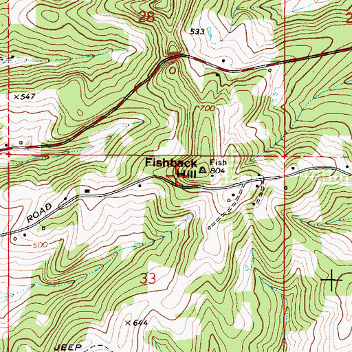 Topographic Map of Fishback Hill, OR
