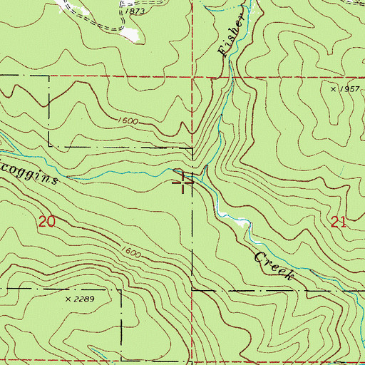 Topographic Map of Fisher Creek, OR