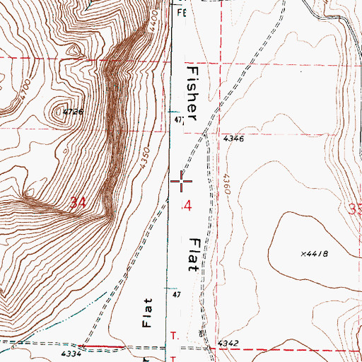 Topographic Map of Fisher Flat, OR