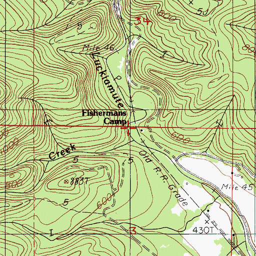 Topographic Map of Fisherman Camp, OR