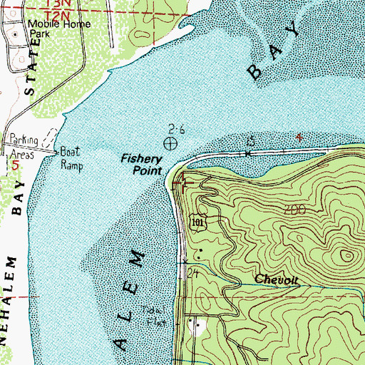 Topographic Map of Fishery Point, OR